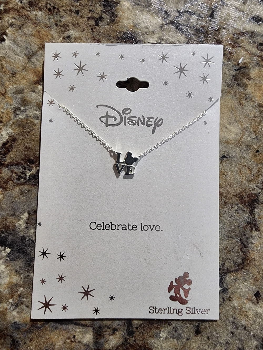 Disney Sterling Silver 'LOVE' Charm Necklace - Mickey Mouse - Picture 2 of 3